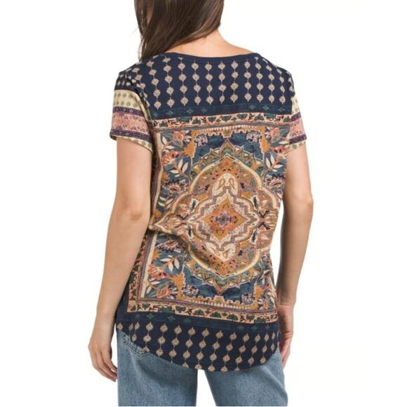 Lucky‎ Brand Women's Persian Carpet Print Tee Shirt Size 1X T-Shirt Cotton Modal - Picture 2 of 12